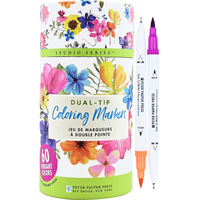 COLOURING MARKERS | SET OF 60 DUAL-TIP-Books & Stationery-PETER PAUPER PRESS-Coriander