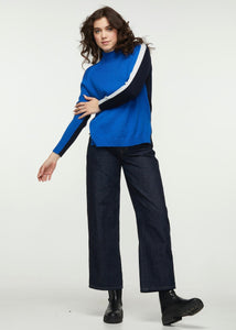 CONTRAST FUNNEL NECK - ROYAL-Jackets & Sweaters-ZAKET & PLOVER-Coriander