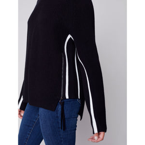 CONTRAST SIDE ZIP SWEATER-Jackets & Sweaters-CHARLIE B-Coriander