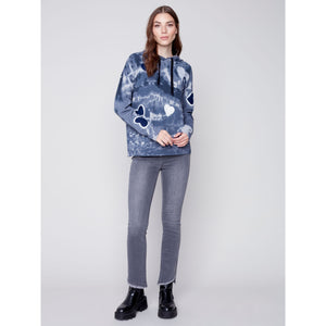 CONTRAST STITCH PRINTED HOODIE-Jackets & Sweaters-CHARLIE B-Coriander