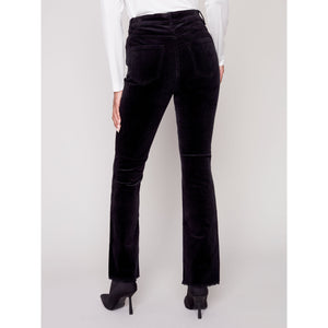 CORDUROY ASYMMETRICAL HEM BOOTCUT PANT-Bottoms-CHARLIE B-Coriander