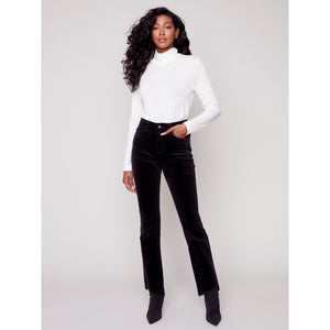 CORDUROY ASYMMETRICAL HEM BOOTCUT PANT-Bottoms-CHARLIE B-Coriander