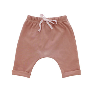 COTTON BABY JOGGERS - DUSTY ROSE-Uncategorised-EMERSON AND FRIENDS-0-3 MONTHS-Coriander