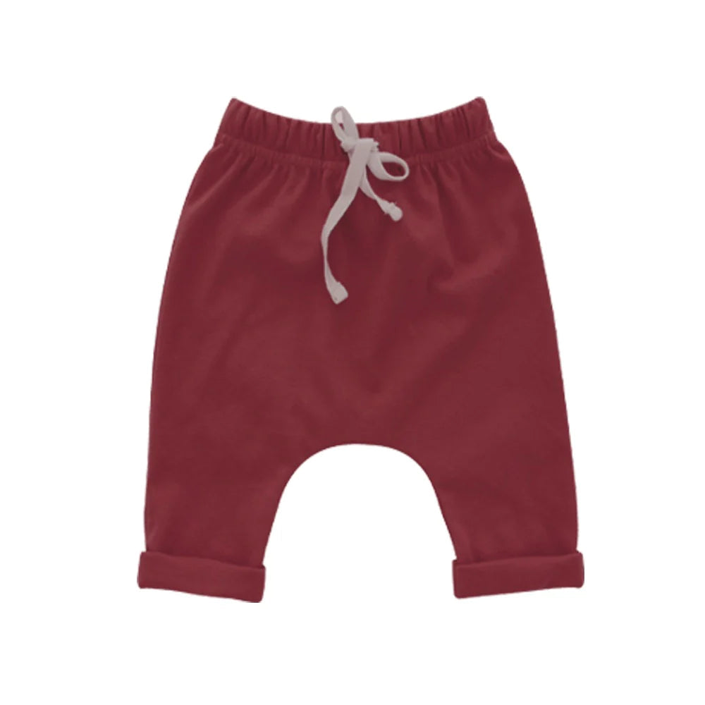 COTTON BABY JOGGERS - MERLOT-Baby Clothes-EMERSON AND FRIENDS-0-3 MONTHS-Coriander