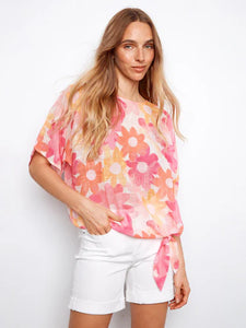 COTTON GAUZE BLOUSE | SIDE TIE: DANDY-Top-CHARLIE B-Coriander