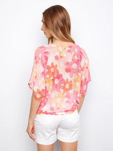 COTTON GAUZE BLOUSE | SIDE TIE: DANDY-Top-CHARLIE B-Coriander