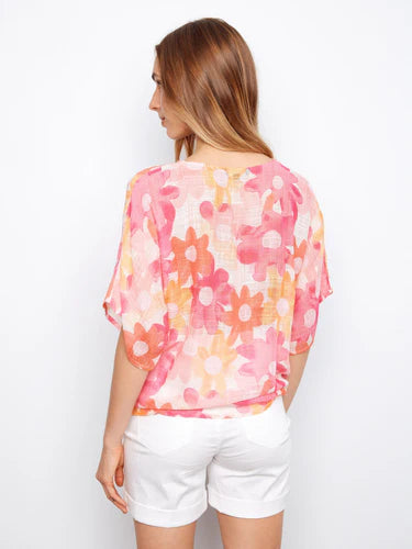 COTTON GAUZE BLOUSE | SIDE TIE: DANDY-Top-CHARLIE B-Coriander