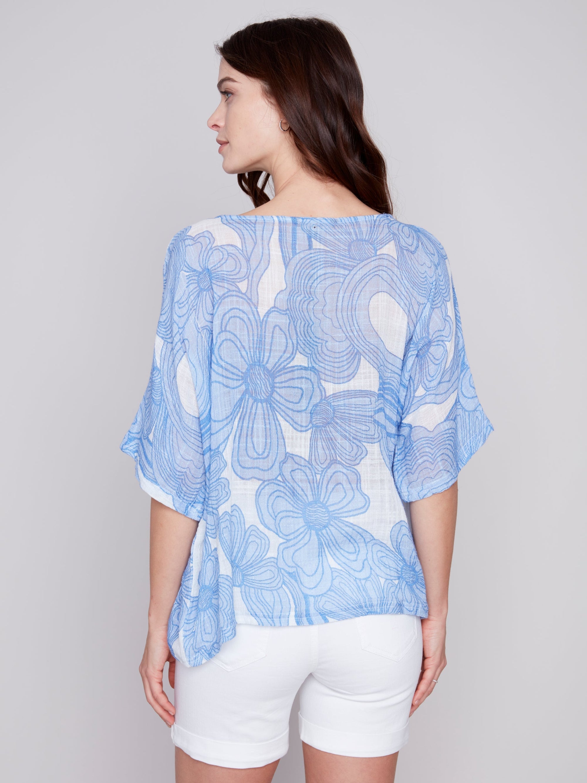 COTTON GAUZE PRINTED BLOUSE-Tops-CHARLIE B-Coriander