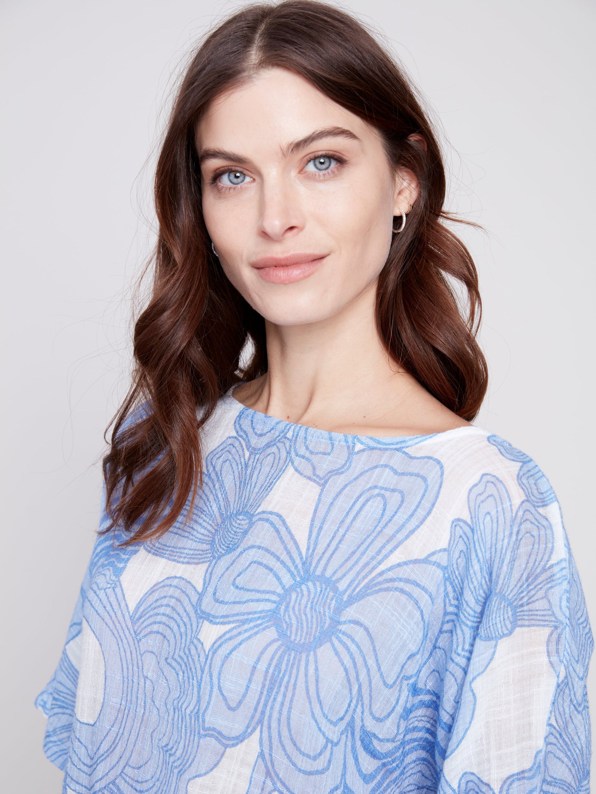 COTTON GAUZE PRINTED BLOUSE-Tops-CHARLIE B-Coriander