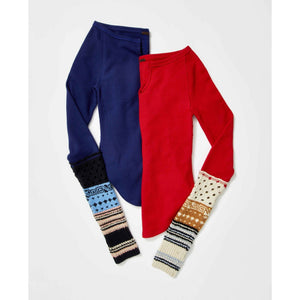 COZY CRAFT CUFF - RED COMBO | NAVY COMBO-Shirts & Tops-FREE PEOPLE-Coriander