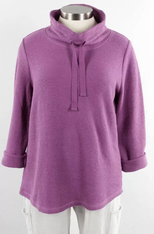 COZY DRAWSTRING PULLOVER - PLUM-Tops-ESCAPE-SMALL-PLUM-Coriander