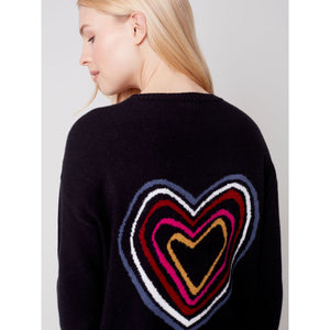 CREW NECK HEART VIBES SWEATER-Jackets & Sweaters-CHARLIE B-Coriander