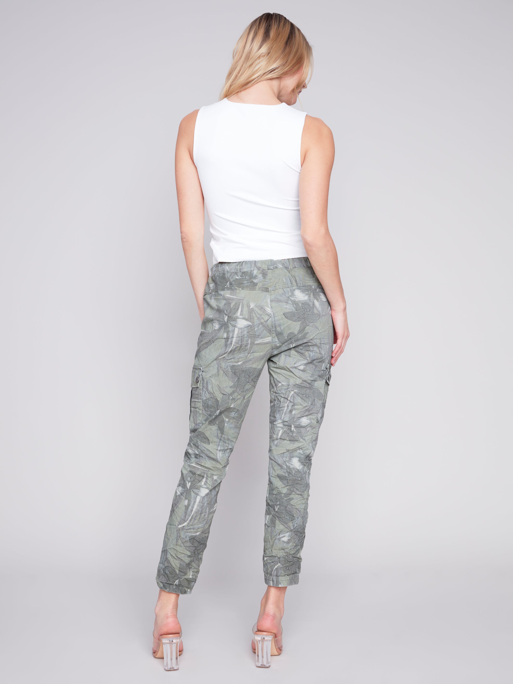 CRINKLED CARGO JOGGER PANT-Bottoms-CHARLIE B-Coriander