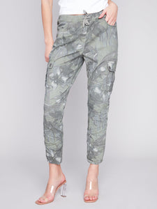 CRINKLED CARGO JOGGER PANT-Bottoms-CHARLIE B-XSMALL-CELADON-Coriander