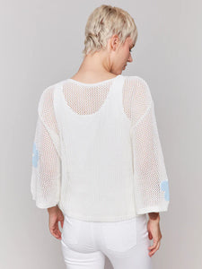 CROCHET JACQUARD SWEATER-Jackets & Sweaters-CHARLIE B-Coriander