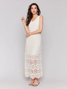 CROCHET SLEEVELESS MAXI DRESS-Dress-CHARLIE B-Coriander