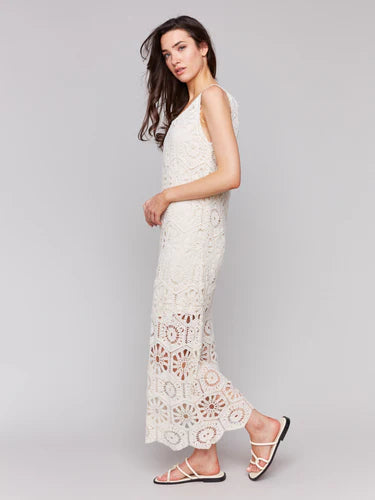 CROCHET SLEEVELESS MAXI DRESS-Dress-CHARLIE B-Coriander