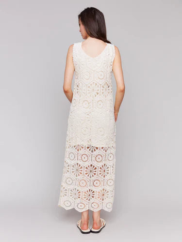 CROCHET SLEEVELESS MAXI DRESS-Dress-CHARLIE B-Coriander