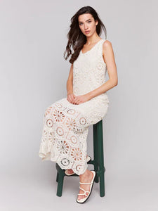 CROCHET SLEEVELESS MAXI DRESS-Dress-CHARLIE B-SMALL-NATURAL-Coriander