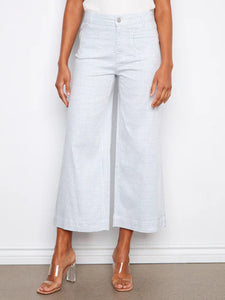 CROP PANTS | STRIPED TWILL FLARE-Bottom-CHARLIE B-Coriander