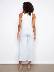 CROP PANTS | STRIPED TWILL FLARE-Bottom-CHARLIE B-Coriander