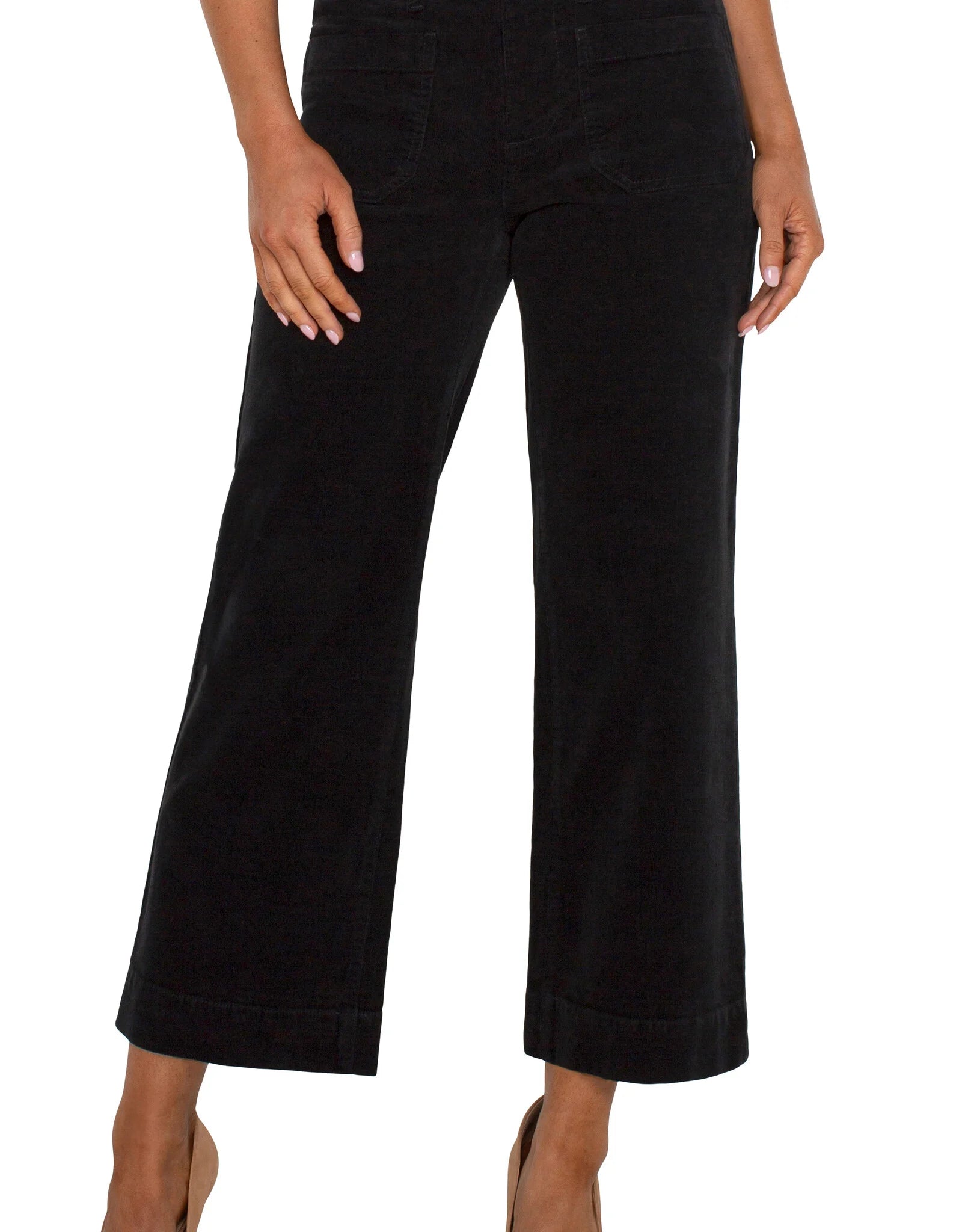 CROP WIDE LEG PATCH POCKET PANT-Bottoms-LIVERPOOL-6-BLACK-Coriander