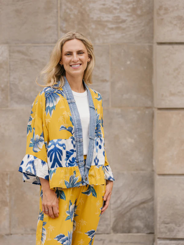 CROPPED KIMONO CARDI | TIFFANY-Jackets & Sweaters-SHANNON PASSERO-ONE-YELLOW PALM MIX-Coriander