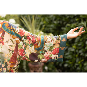 CROPPED KIMONO | STAY GOLD FLORAL W/ RABBIT & BEES-Scarves & Wraps-MARKET OF STARS-Coriander