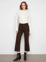 CROPPED WIDE LEG PANTS | TWILL: LEOPARD-Bottoms-CHARLIE B-2-LEOPARD-Coriander
