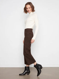 CROPPED WIDE LEG PANTS | TWILL: LEOPARD-Bottoms-CHARLIE B-Coriander