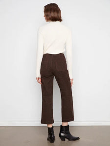 CROPPED WIDE LEG PANTS | TWILL: LEOPARD-Bottoms-CHARLIE B-Coriander