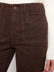 CROPPED WIDE LEG PANTS | TWILL: LEOPARD-Bottoms-CHARLIE B-Coriander