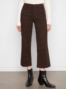 CROPPED WIDE LEG PANTS | TWILL: LEOPARD-Bottoms-CHARLIE B-Coriander