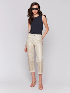 CUFFED FOIL PANT-Denim-CHARLIE B-Coriander