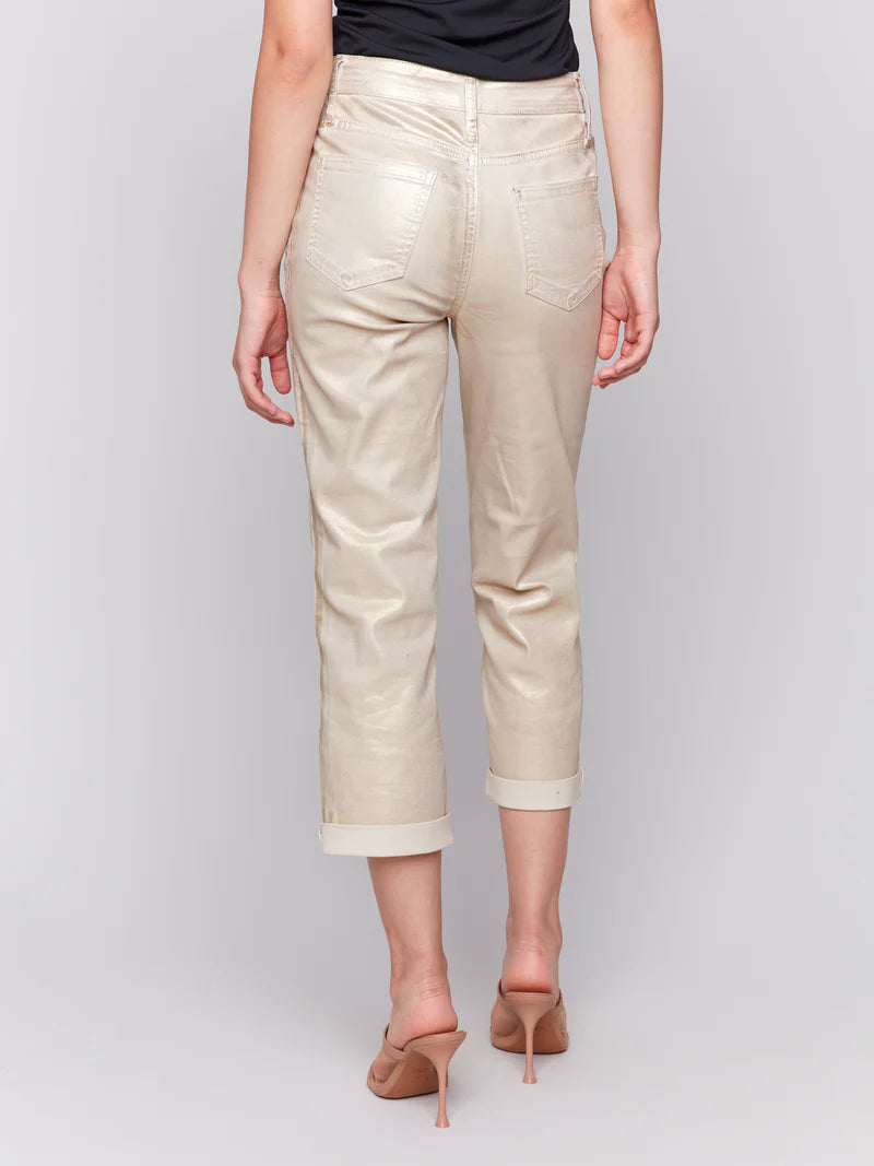 CUFFED FOIL PANT-Denim-CHARLIE B-Coriander