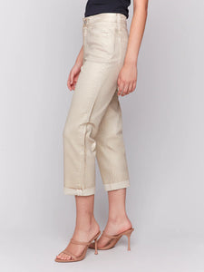 CUFFED FOIL PANT-Denim-CHARLIE B-Coriander