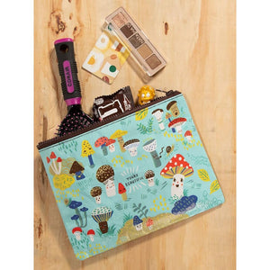 CUTE LIL MUSHROOMS ZIPPER POUCH-Pouch-BLUE Q-Coriander