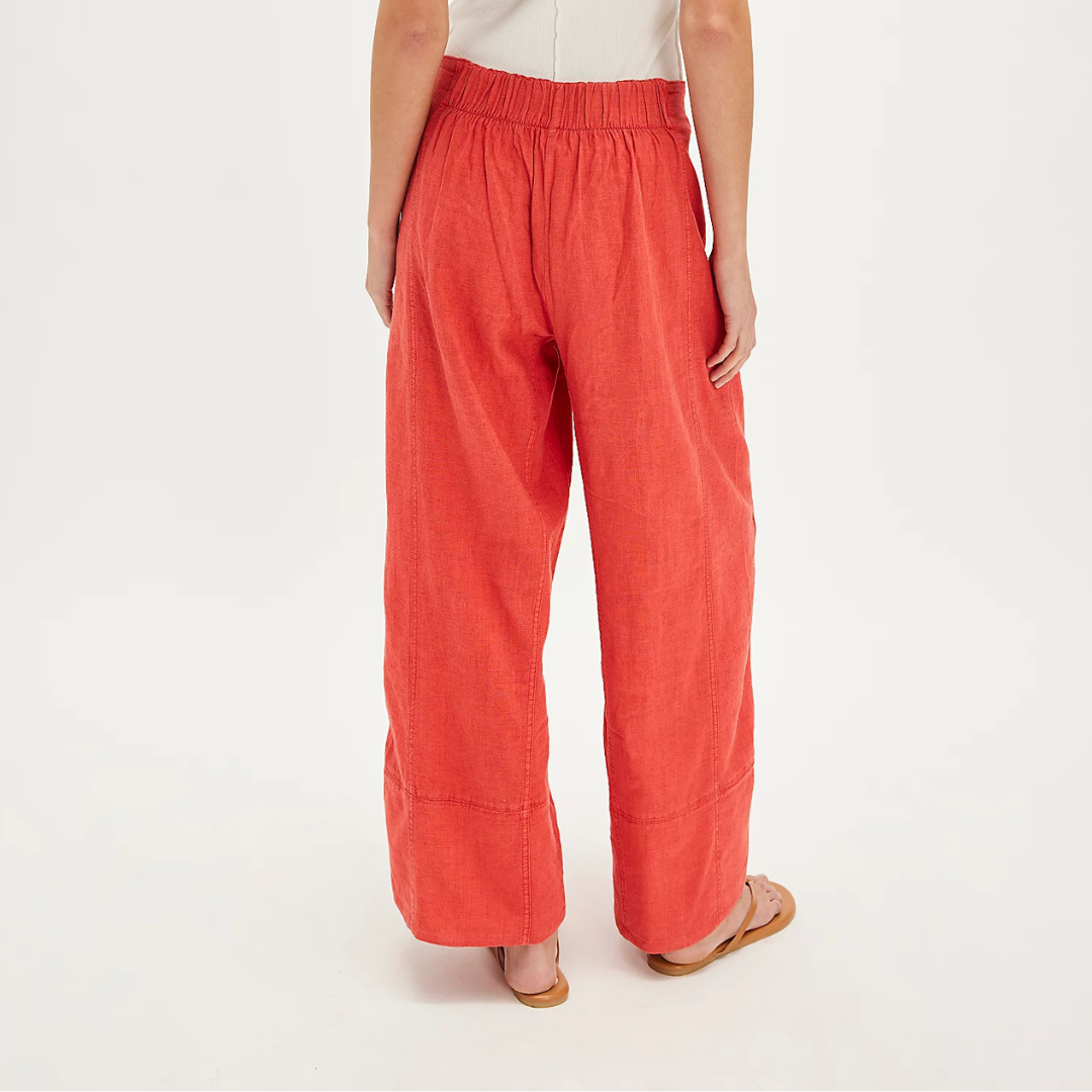DAYS END LINEN PULL ON PANT | POPPY RED-Bottom-FREE PEOPLE-Coriander