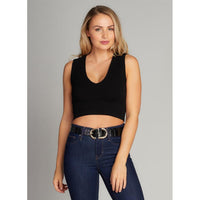 DEEP V RIB TOP-Top-CEST MOI-SMALL-MED-Black-Coriander