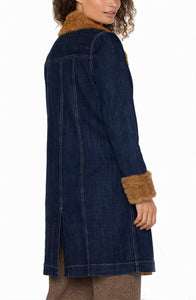 DENIM COAT | SHERPA COLLAR-Jackets & Sweaters-LIVERPOOL-Coriander