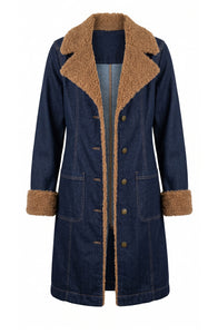 DENIM COAT | SHERPA COLLAR-Jackets & Sweaters-LIVERPOOL-Coriander
