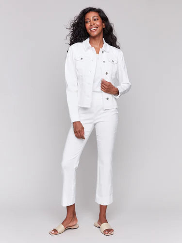 DENIM JACKET | FRINGE-Jackets & Sweaters-CHARLIE B-Coriander