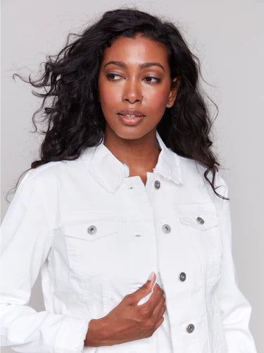 DENIM JACKET | FRINGE-Jackets & Sweaters-CHARLIE B-Coriander