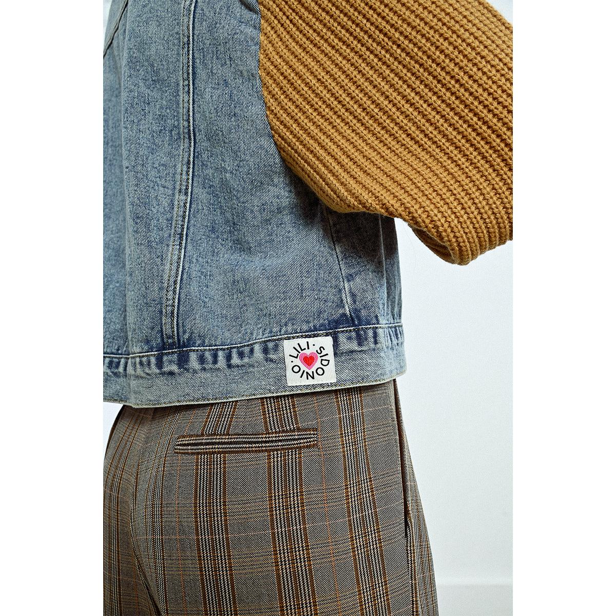 DENIM JACKET | KNIT SLEEVES-Uncategorised-MOLLY BRACKEN-Coriander