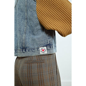 DENIM JACKET | KNIT SLEEVES-Uncategorised-MOLLY BRACKEN-Coriander
