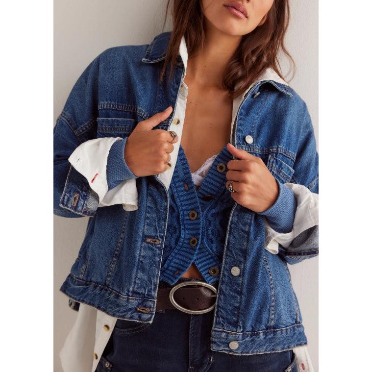 DENIM JACKET | OPAL SWING-Jackets & Coats-FREE PEOPLE-XSMALL-GOT THE BLUES-Coriander