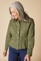 DENIM JACKET | PEPLUM-Jackets & Sweaters-HABITAT-SMALL-FERN-Coriander