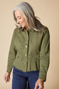 DENIM JACKET | PEPLUM-Jackets & Sweaters-HABITAT-SMALL-FERN-Coriander