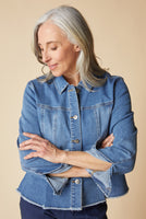 DENIM JACKET | PEPLUM-Jackets & Sweaters-HABITAT-SMALL-MEDIUM DENIM-Coriander