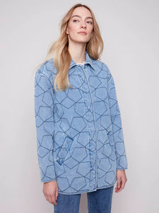 DENIM JACKET | STAR QUILTED-Jackets & Sweaters-CHARLIE B-SMALL-LIGHT BLUE-Coriander